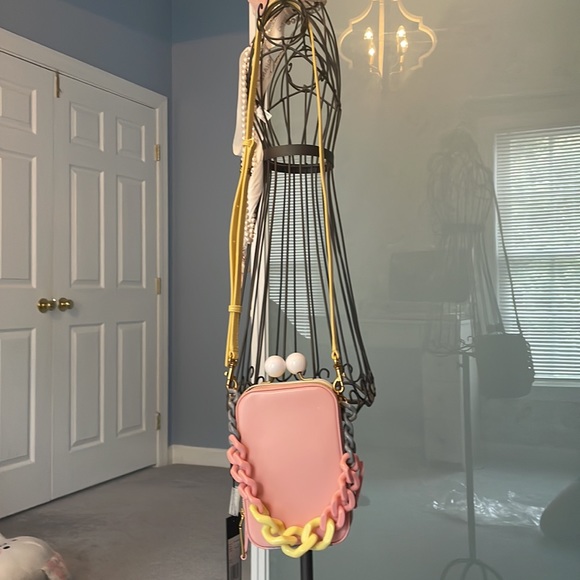 Marc Jacobs The Vanity Peach & Gray Crossbody Bag with Crossbody + Wrist Strap - Picture 9 of 14